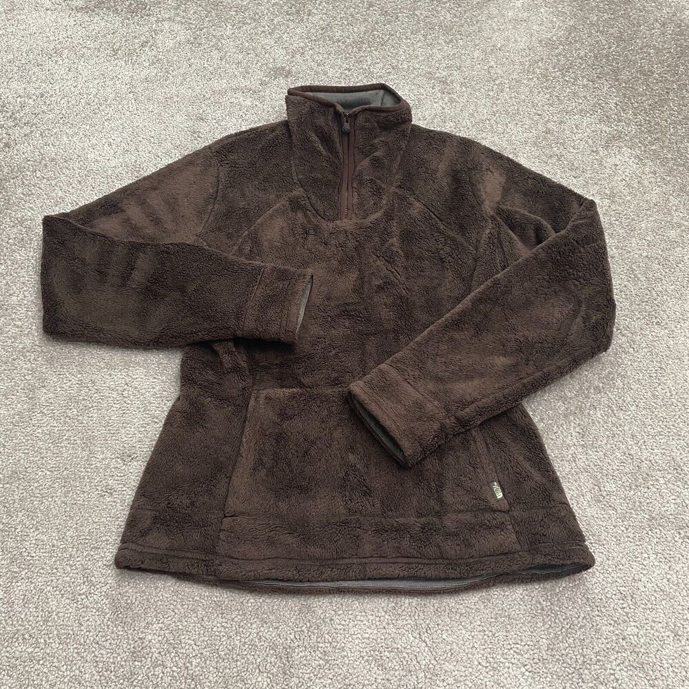 The North Face Osito Fleece Jacket Women Small Brown 1/4 Zip Pocket Outdoor Hike